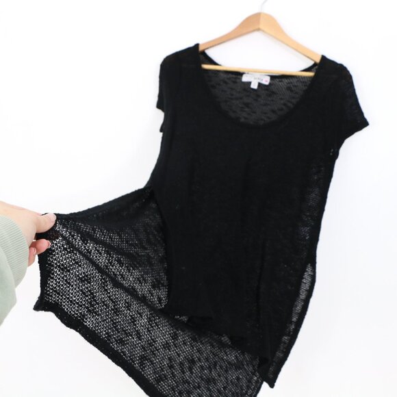 *Im in Love with Derek Black Open Weave Long T Shirt - Picture 6 of 7